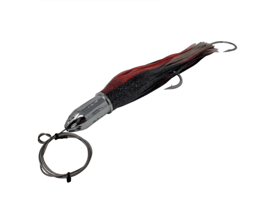 Red/Black Chrome Jet Head Saltwater Trolling Lures With 12/0 Hookset (17oz)