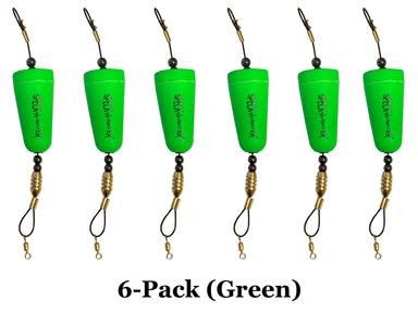3" Green Speck-a-nator Cupped Popping Cork 6pk