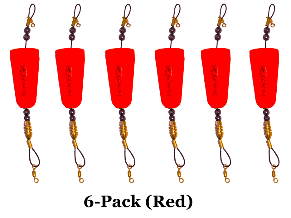 3" Red Speck-a-nator Cupped Popping Cork 6pk