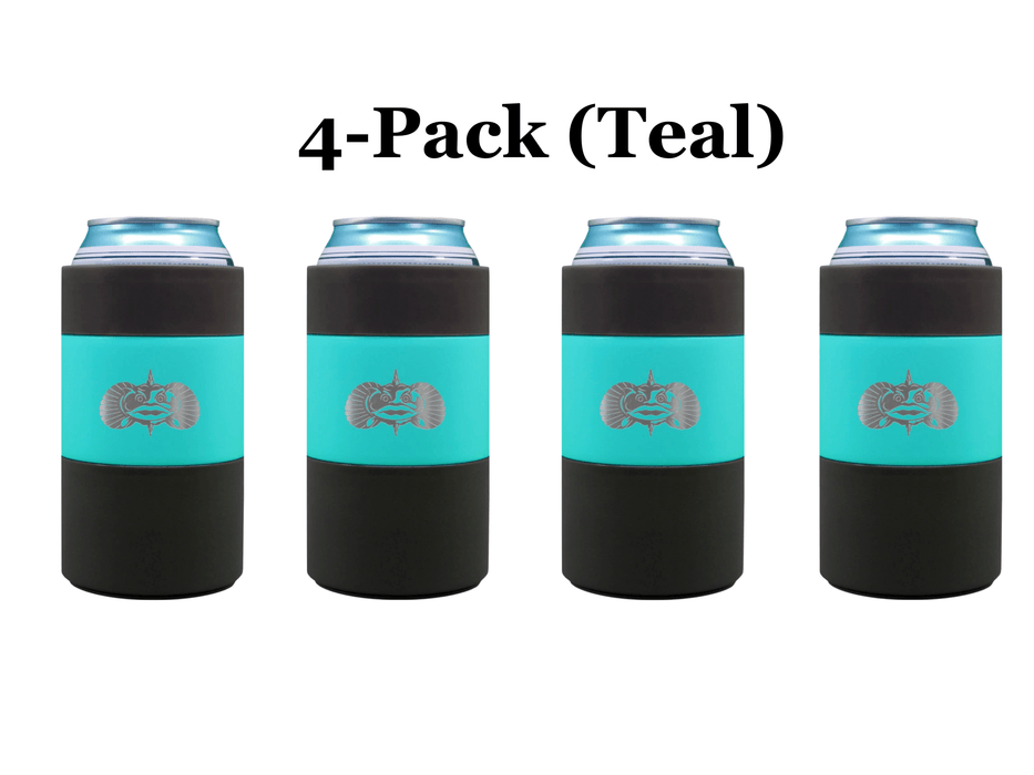 4-pack Teal Toadfish Non Tipping Can Cooler