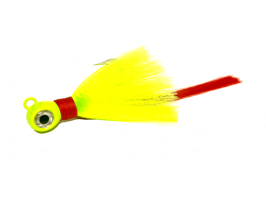 Chartreuse and Red Flair Hawk Jig