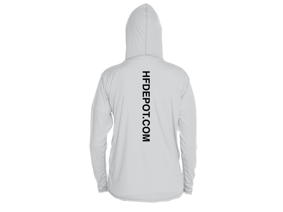 HFD Grey Hooded Performance Fishing Shirt back