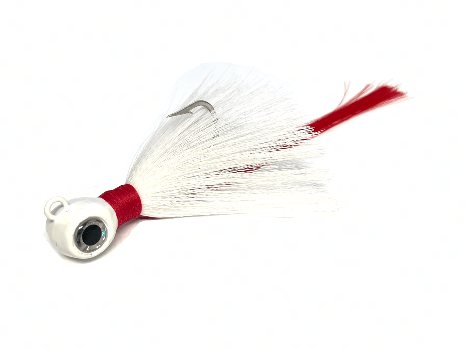 White and Red Flair Hawk Jig