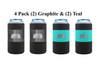 4 Pack Graphite & Teal Can Cooler