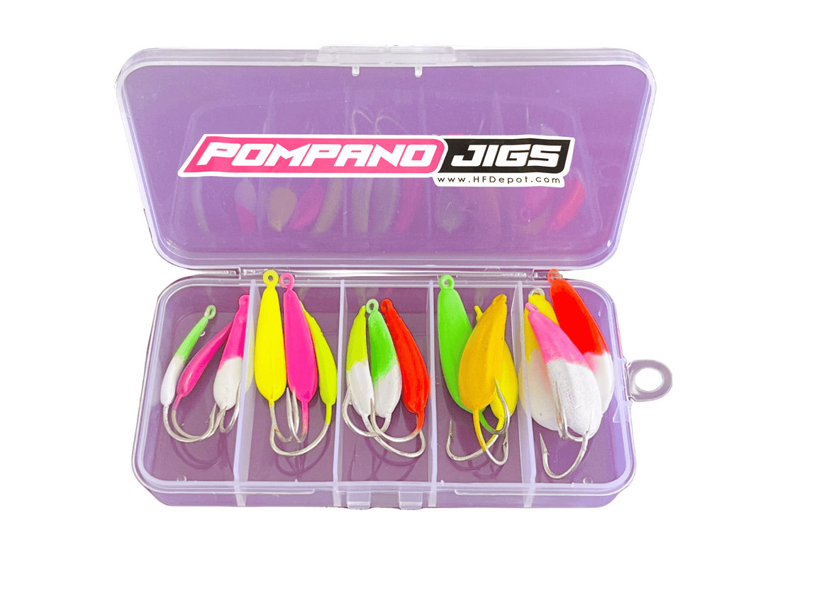24 Teaser Pompano Jig Multicolore – 4 Tipi Per Pesca Saltwater (Made In USA)