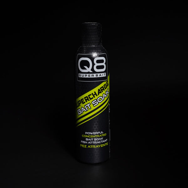 Q8 Supercharge Bait Soak (8oz) – Natural Fish Attractant & Bait Enhancer