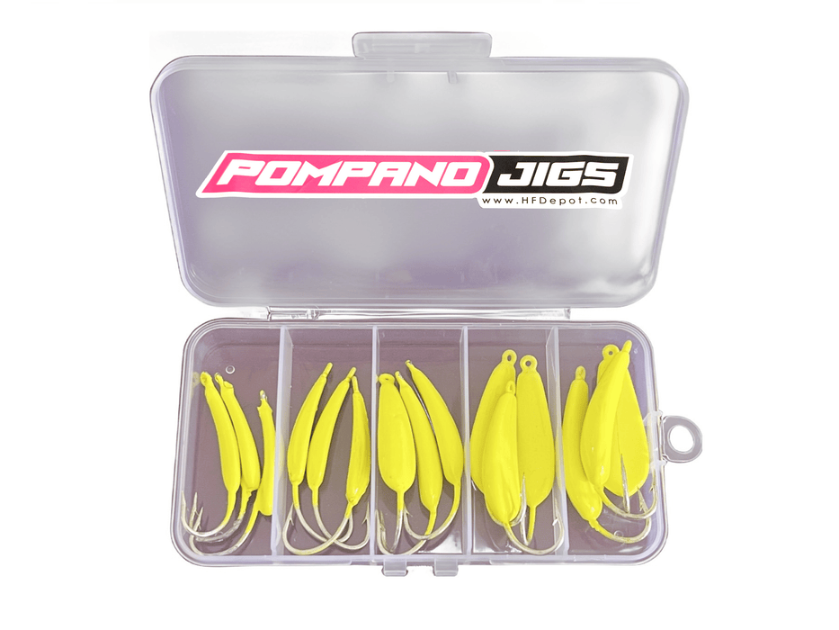 Yellow Chartreuse Pompano Goofy Jig Box