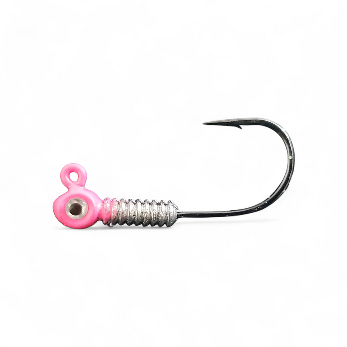 XL Long Barbed Jigs W/ Eyes (3/0 2X Strength Hooks) 3/8oz / Red / Silver XL Long Barbed Jigs W/ Eyes (3/0 2X Strength Hooks) 3/8oz / Red / Silver