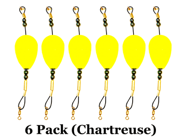 6 Pack 2.5" Chartreuse Mini Pear Bomb Floats