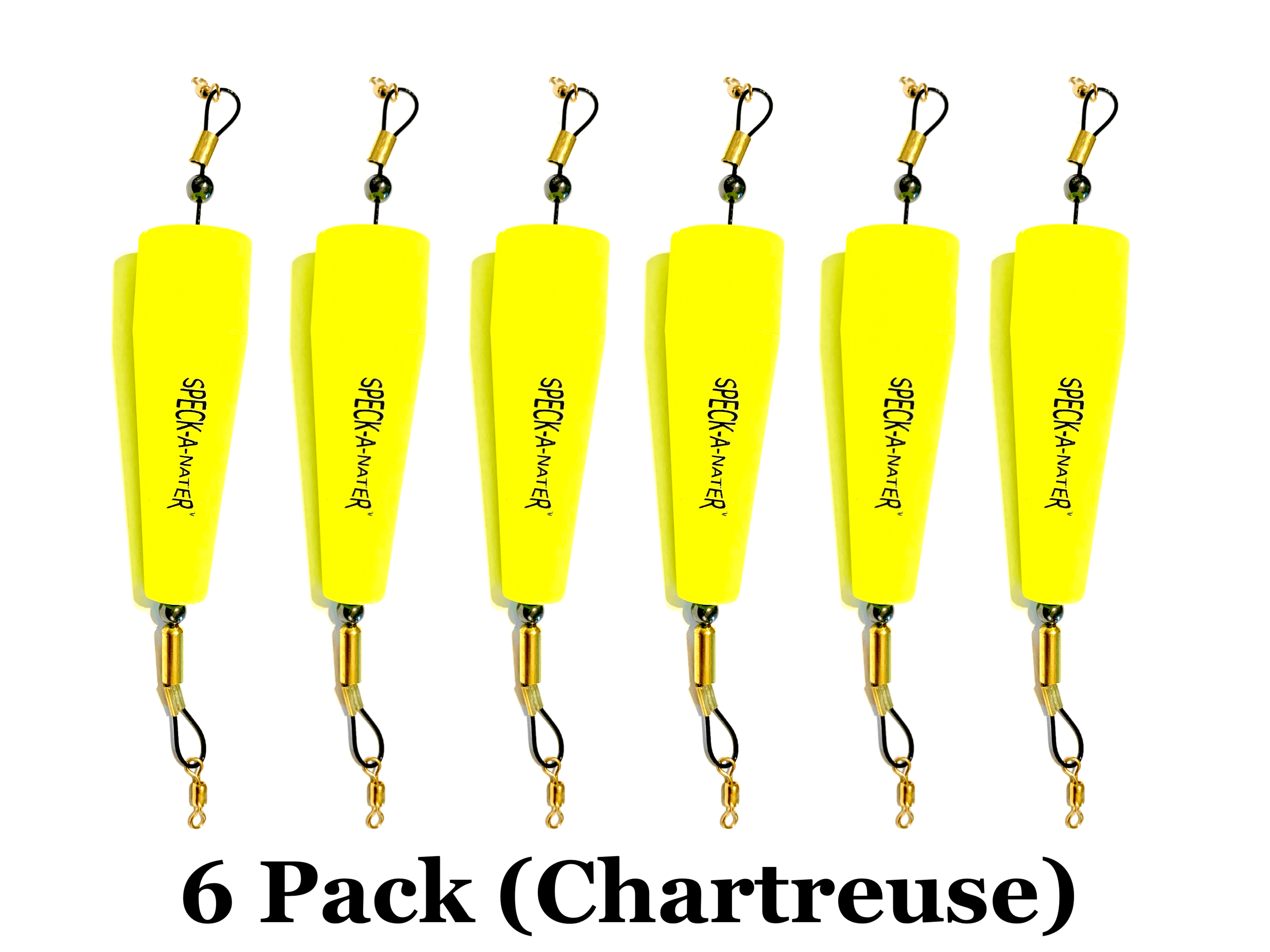 6 pack 5" Chartreuse speck-a-nater popping cork