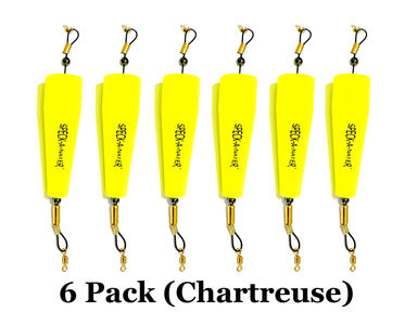 6 pack 5" Chartreuse speck-a-nater popping cork