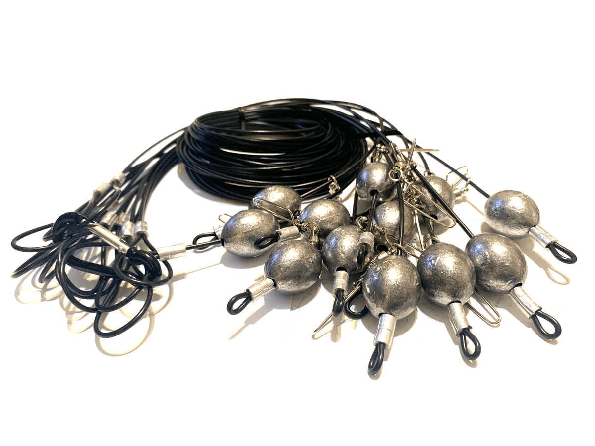 48 Pack 6oz Egg Sinker Decoy Rigs – PVC Coated Cable, Texas Rig Style – Waterfowl