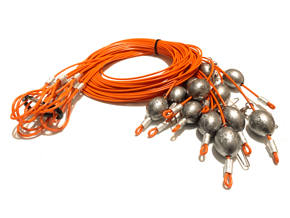 72" 8oz Egg Sinker Orange PVC Coated Cable Texas Rig Decoy 