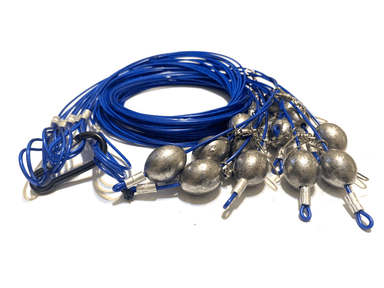 72" 8oz Egg Sinker Translucent Blue PVC Coated Cable Texas Rig Decoy 