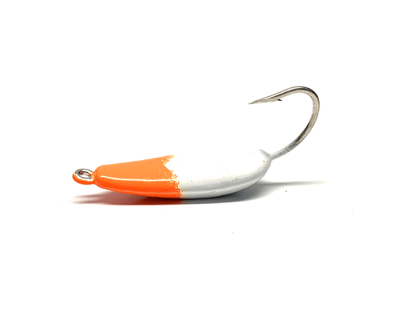 Candy Orange Pompano Jigs jig head, hand-poured and painted in the USA