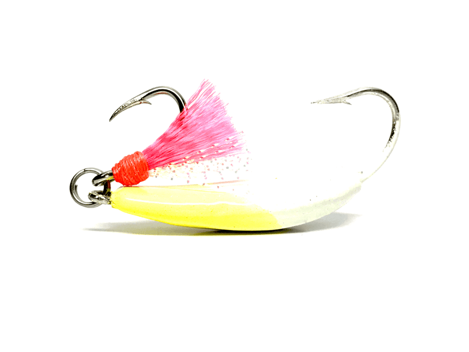 best surf fishing lures for pompano Candy Yellow Pompano Jigs with Teasers– Hunting and Fishing Depot