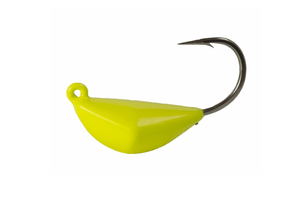 Chartreuse Bottom Sweeper Jigs jig head, hand-poured and painted in the USA