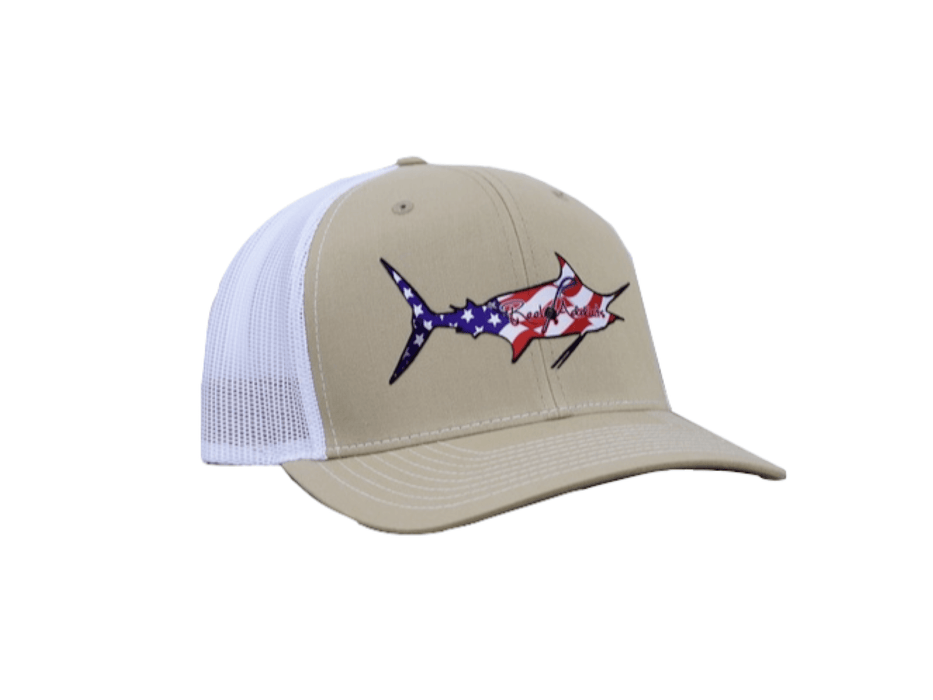 American Marlin Fishing Hat Khaki/White