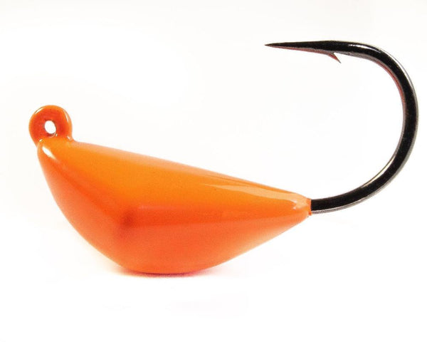 Orange Bottom Sweeper Jigs jig head, hand-poured and painted in the USA