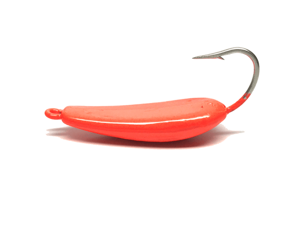 Orange Pompano Jigs jig head, hand-poured and painted in the USA