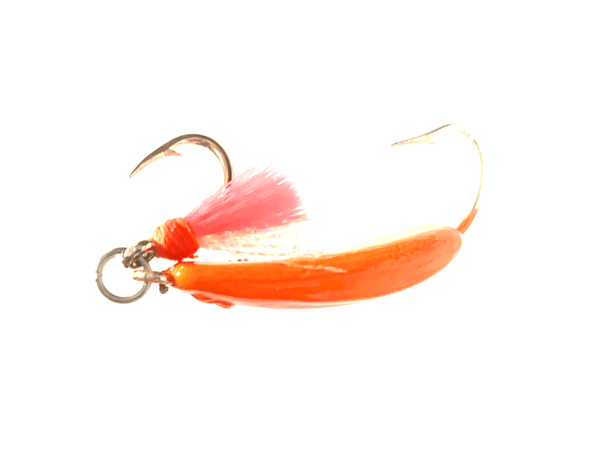 Orange Pompano Jigs with Teasers jig head, hand-poured and painted in the USA