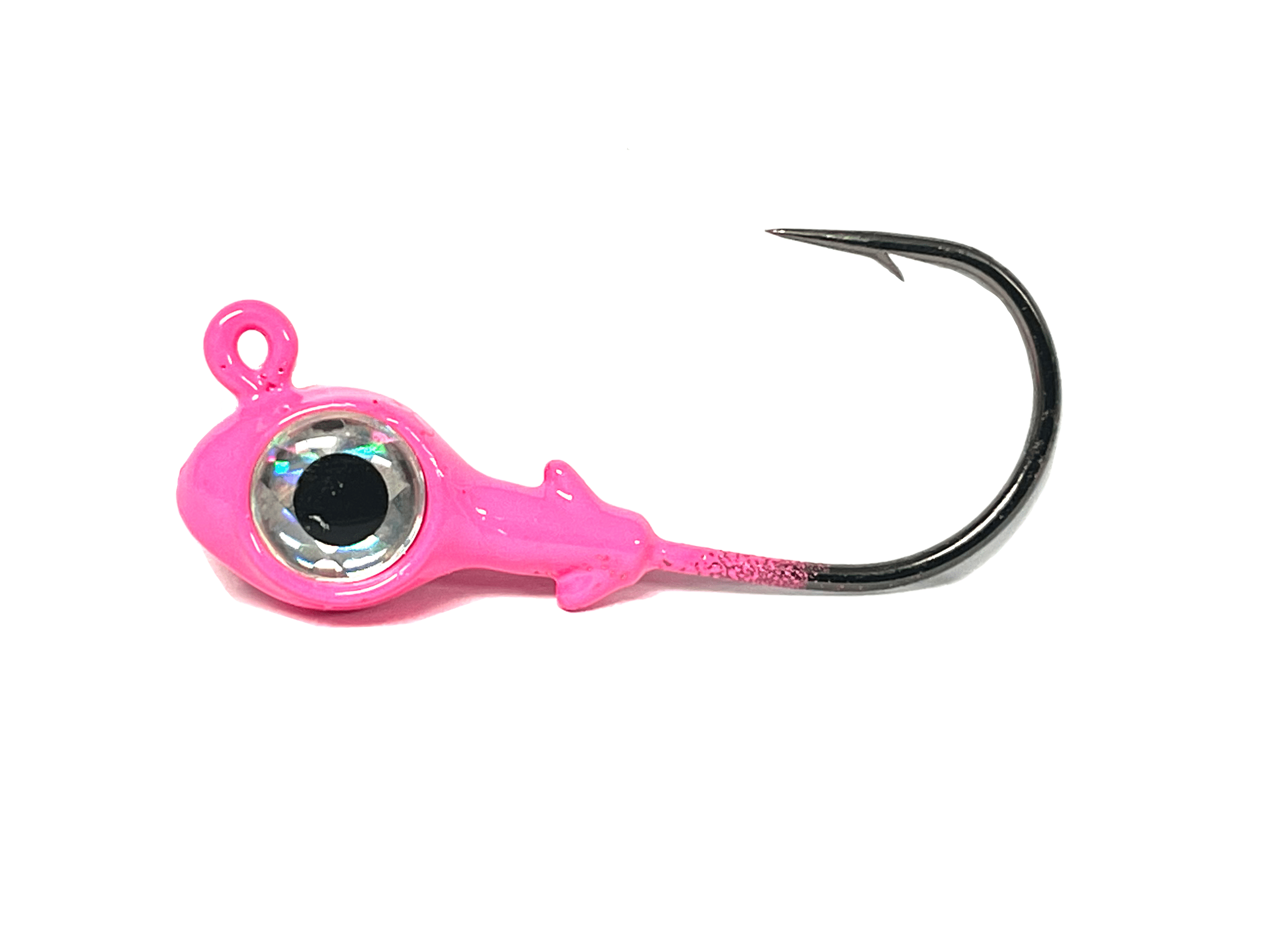 Round Head Spinner Head Jig Head with Eyes 1/16oz Size 4 Bronze Hook - Hot  Pink