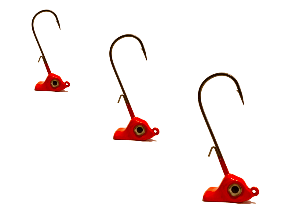 Red Stand Up Jig Heads 3pk