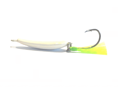White/Chartreuse Pompano Jigger Fleas - Hunting and Fishing Depot
